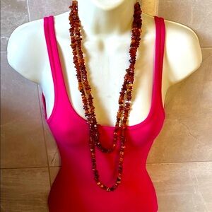 Hand made 64” long Baltic Amber chip  Beaded Necklaces vintagege